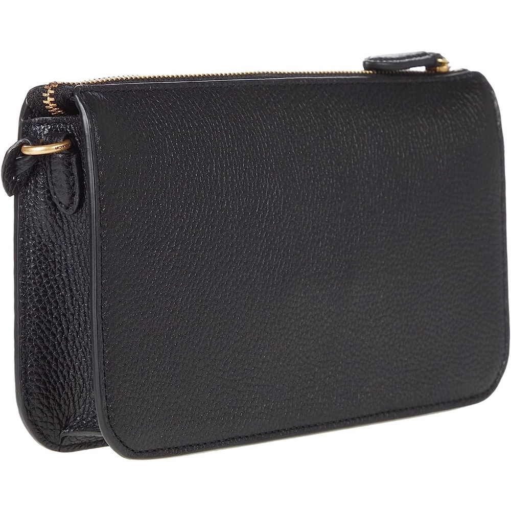 Coach Pebbled Leather Black Crossbody Wristlet - Picture 12 of 14
